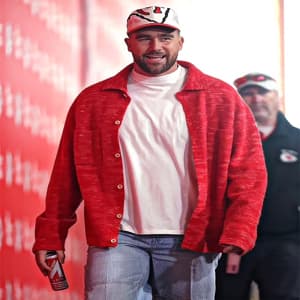 BREAKING NEWS: Travis Kelce rocks red cardigan as he arrives for Chiefs game... but will girlfriend Taylor Swift join him?..